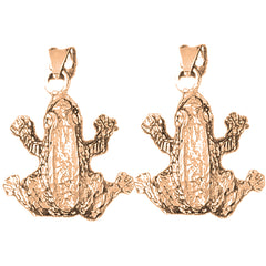 14K or 18K Gold 31mm Frog Earrings