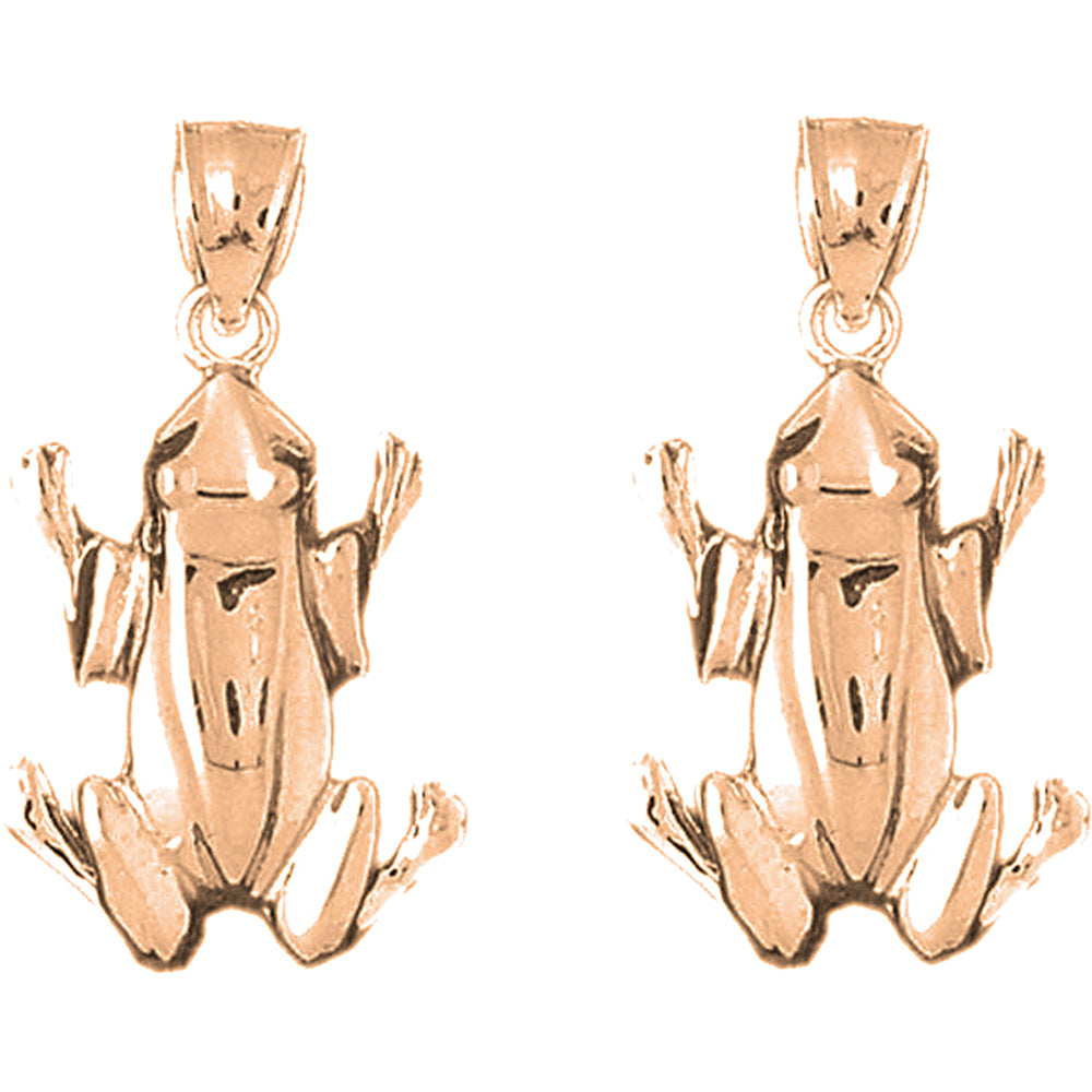 14K or 18K Gold 32mm Frog Earrings
