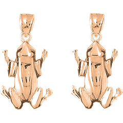 14K or 18K Gold 32mm Frog Earrings