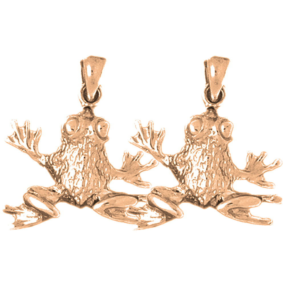 14K or 18K Gold 24mm Frog Earrings