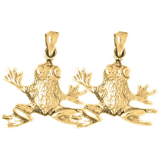 14K or 18K Gold 24mm Frog Earrings