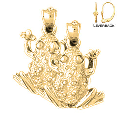 14K oder 18K Gold 20mm Frosch Ohrringe