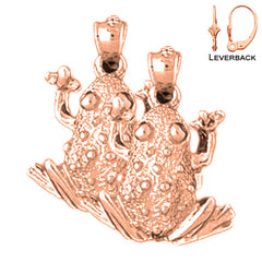 14K oder 18K Gold 20mm Frosch Ohrringe