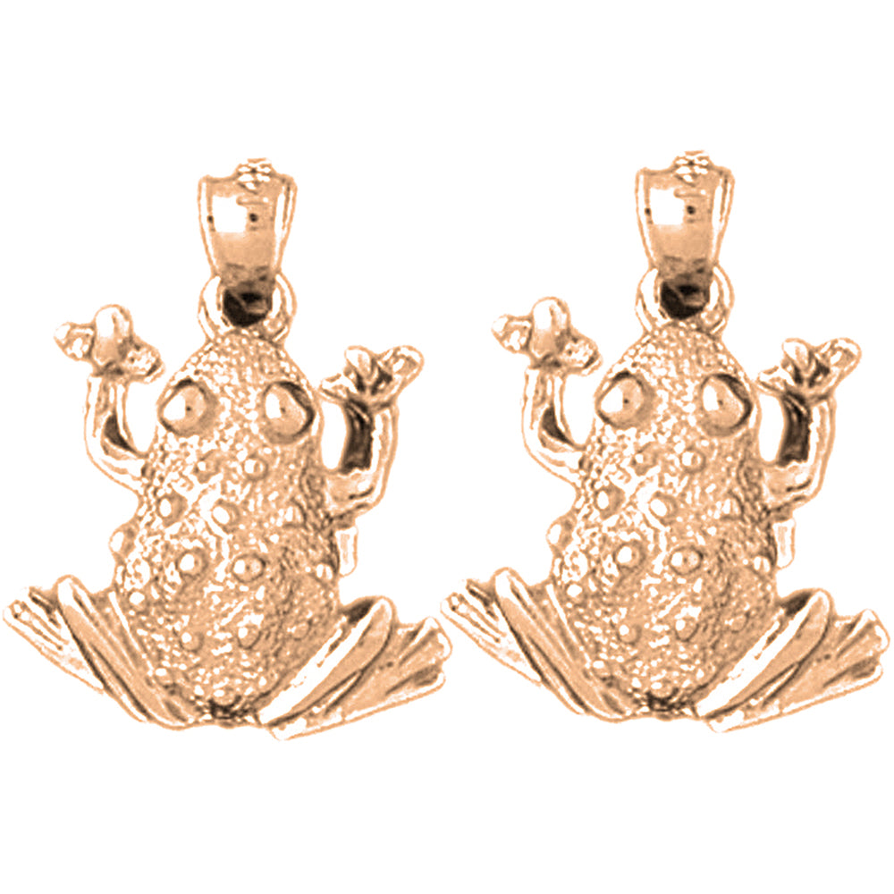 14K or 18K Gold 20mm Frog Earrings
