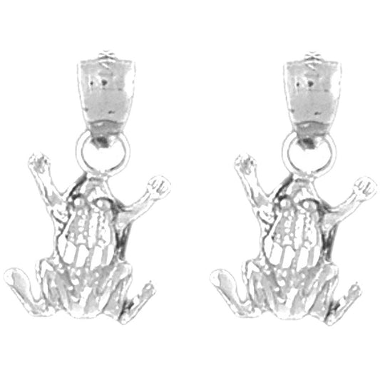 Sterling Silver 17mm Frog Earrings