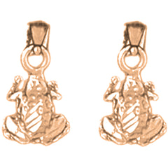 14K or 18K Gold 13mm Frog Earrings