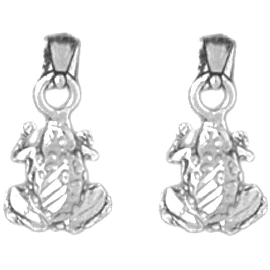 Sterling Silver 13mm Frog Earrings