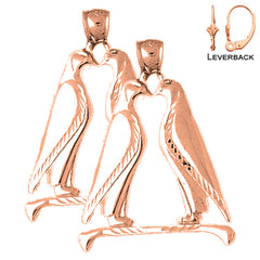 14K oder 18K Gold 36mm Pinguine küssende Ohrringe