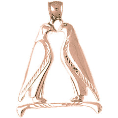 10K, 14K or 18K Gold Penguins Kissing Pendant