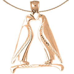 10K, 14K or 18K Gold Penguins Kissing Pendant