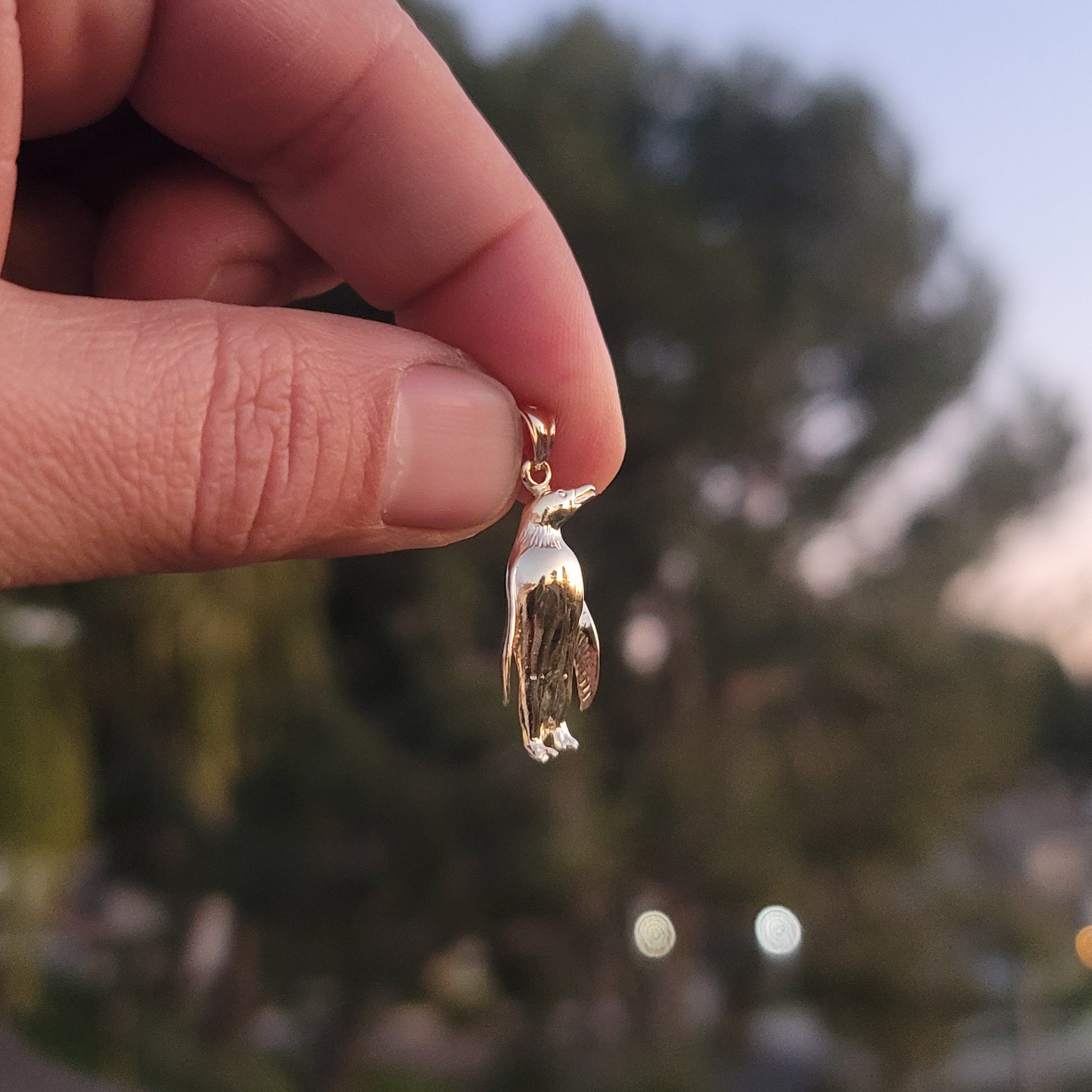10K, 14K or 18K Gold Penguin Pendant