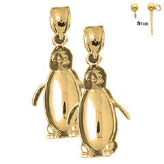 Pendientes de pingüino de plata de ley de 33 mm (chapados en oro blanco o amarillo)