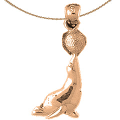 14K or 18K Gold Seal With Ball Pendant