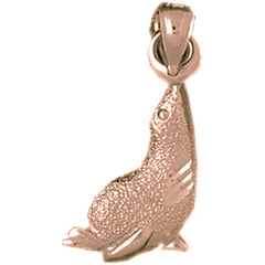 14K or 18K Gold Seal With Ball Pendant