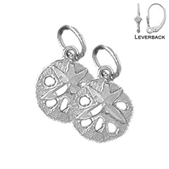 Sterling Silver 15mm Sand Dollar Earrings (White or Yellow Gold Plated)