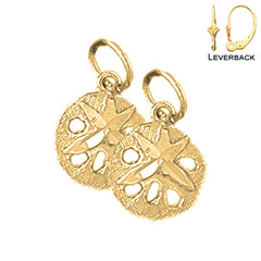 Sterling Silver 15mm Sand Dollar Earrings (White or Yellow Gold Plated)