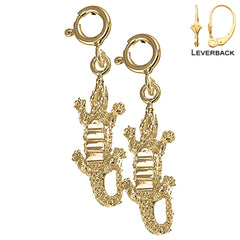 Sterling Silver 26mm Crocodile Earrings (White or Yellow Gold Plated)