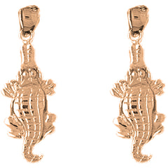 14K or 18K Gold 28mm Alligator Earrings