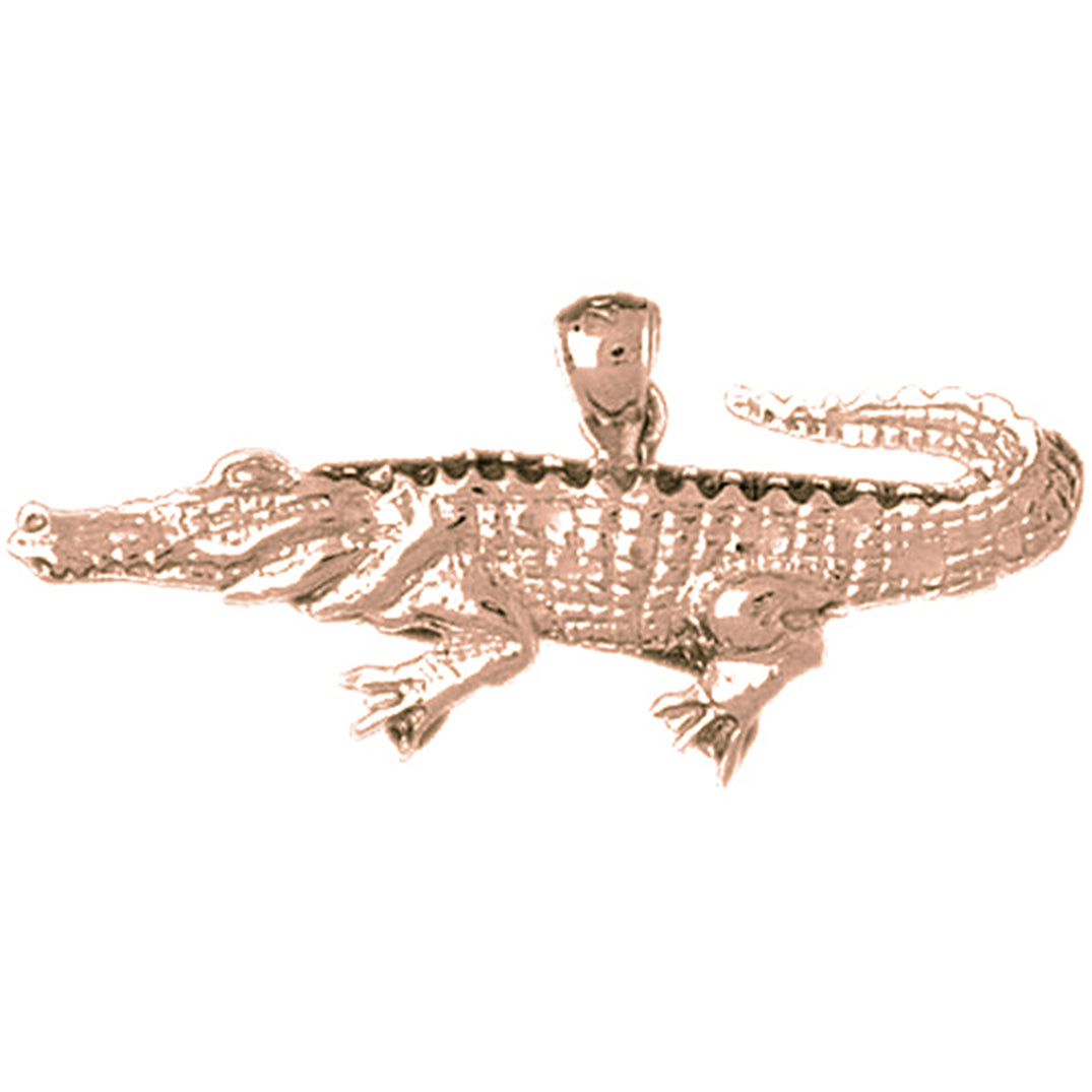 10K, 14K or 18K Gold Crocodile Pendant