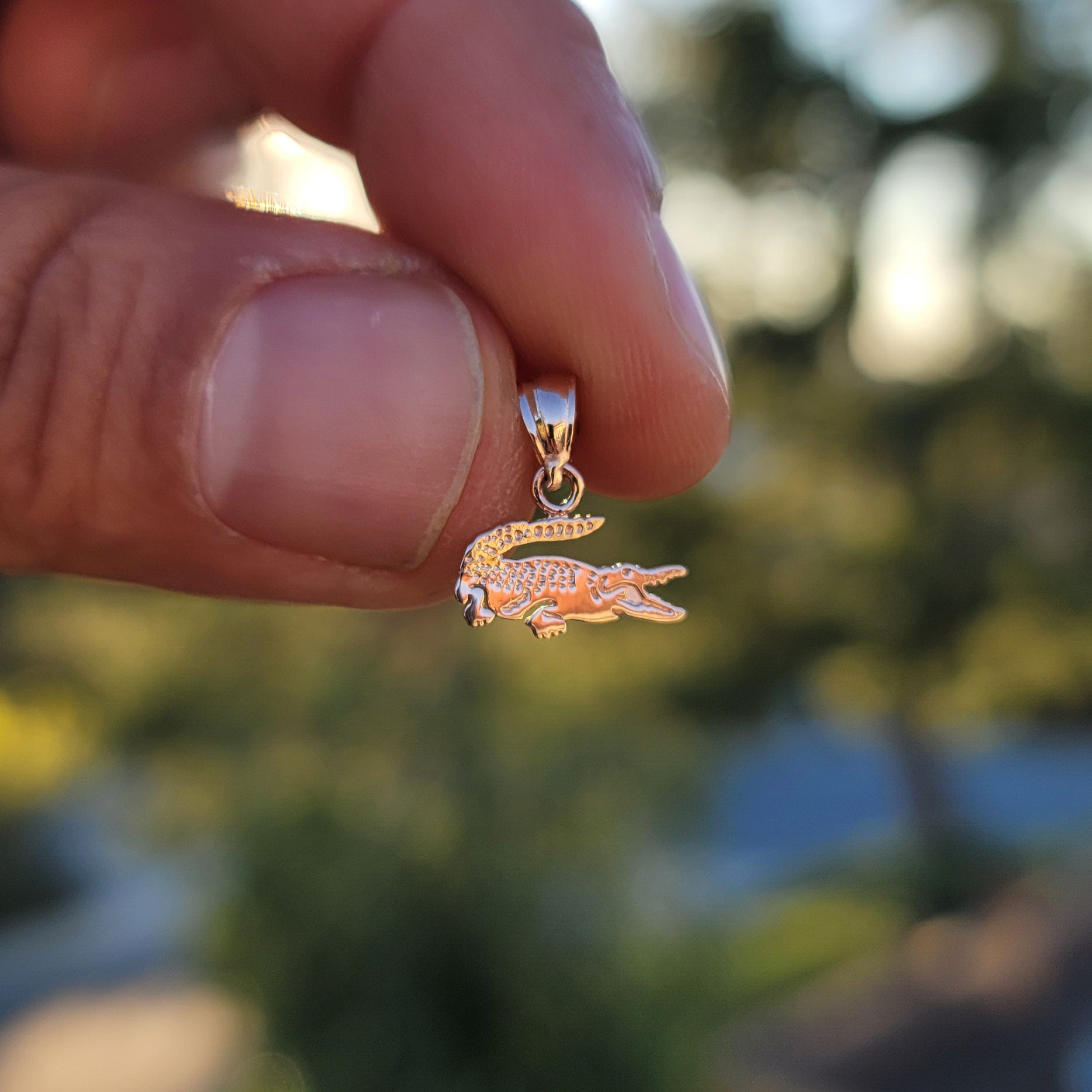 14K or 18K Gold Alligator Pendant