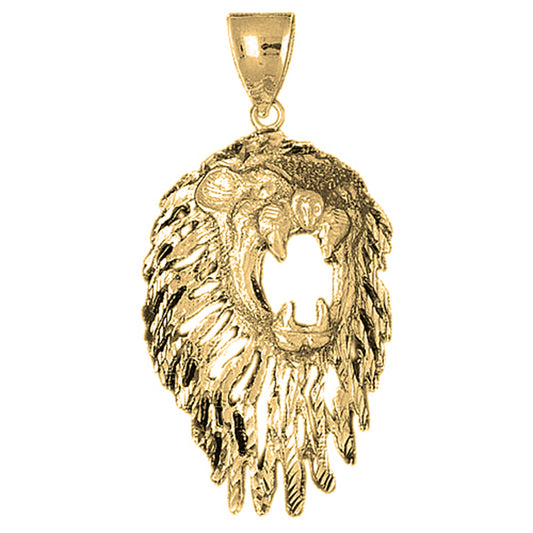 10K, 14K or 18K Gold Lion Head Pendant