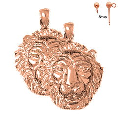 14K oder 18K Gold 26mm Löwenkopf Ohrringe