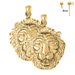 14K oder 18K Gold 26mm Löwenkopf Ohrringe