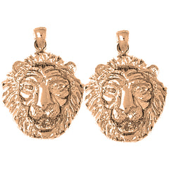 14K or 18K Gold 26mm Lion Head Earrings