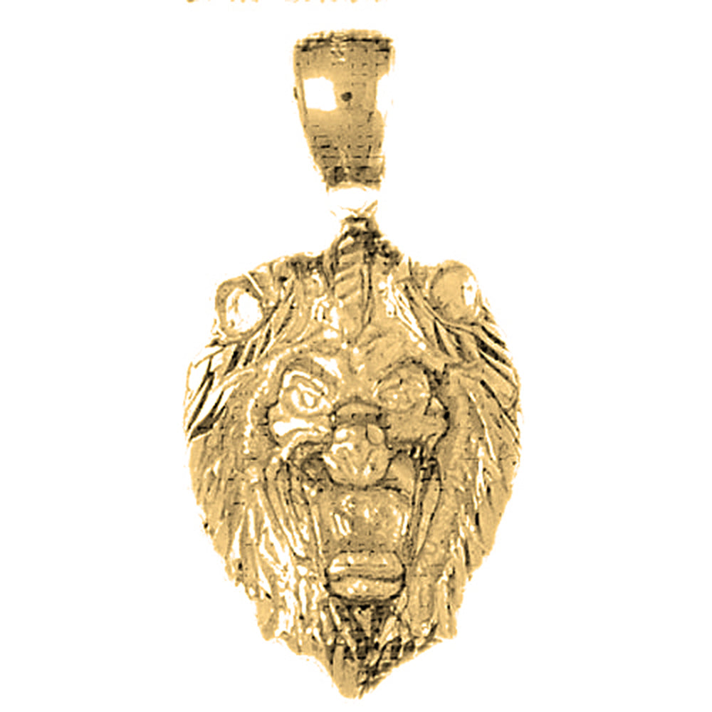 10K, 14K or 18K Gold Lion Head Pendant