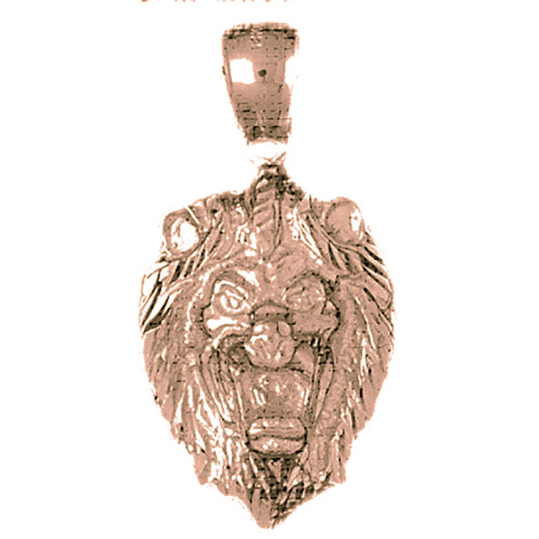 10K, 14K or 18K Gold Lion Head Pendant