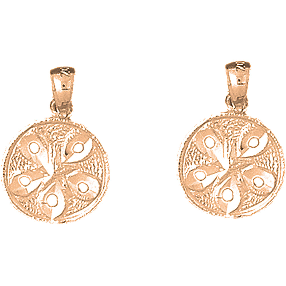 14K or 18K Gold 19mm Sand Dollar Earrings