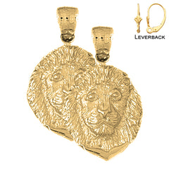 14K or 18K Gold Lion Head Earrings
