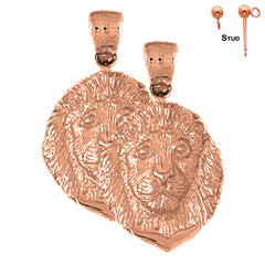 14K or 18K Gold Lion Head Earrings