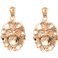 14K or 18K Gold 26mm Lion Head Earrings