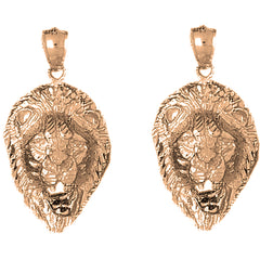 14K or 18K Gold 38mm Lion Head Earrings