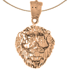 10K, 14K or 18K Gold Lion Head Pendant