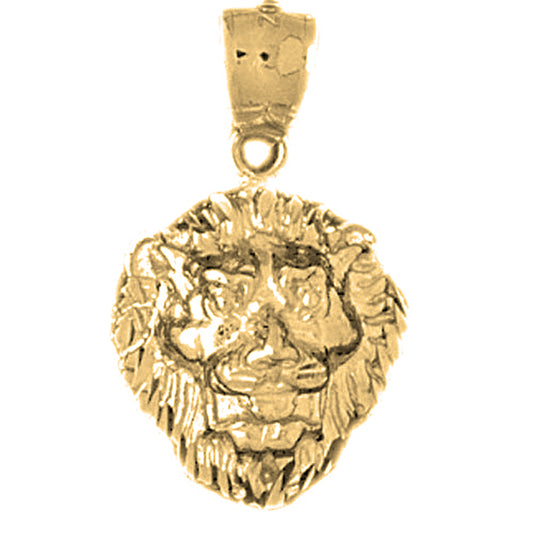 10K, 14K or 18K Gold Lion Head Pendant