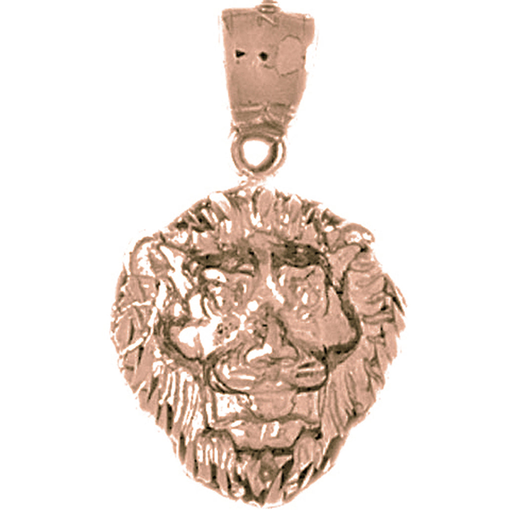 10K, 14K or 18K Gold Lion Head Pendant