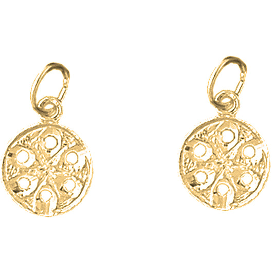 14K or 18K Gold 16mm Sand Dollar Earrings