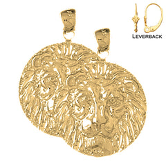 14K or 18K Gold Lion Head Earrings