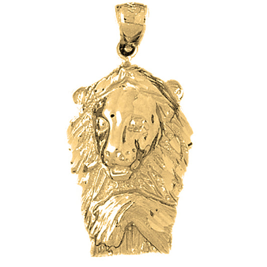 10K, 14K or 18K Gold Lion Head Pendant