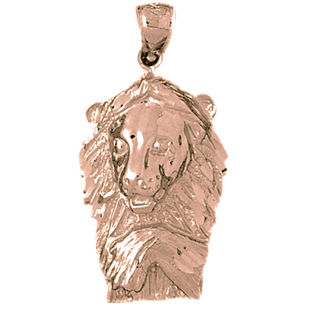 10K, 14K or 18K Gold Lion Head Pendant