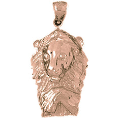 10K, 14K or 18K Gold Lion Head Pendant