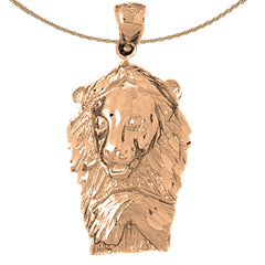 Colgante de cabeza de león de oro de 10K, 14K o 18K