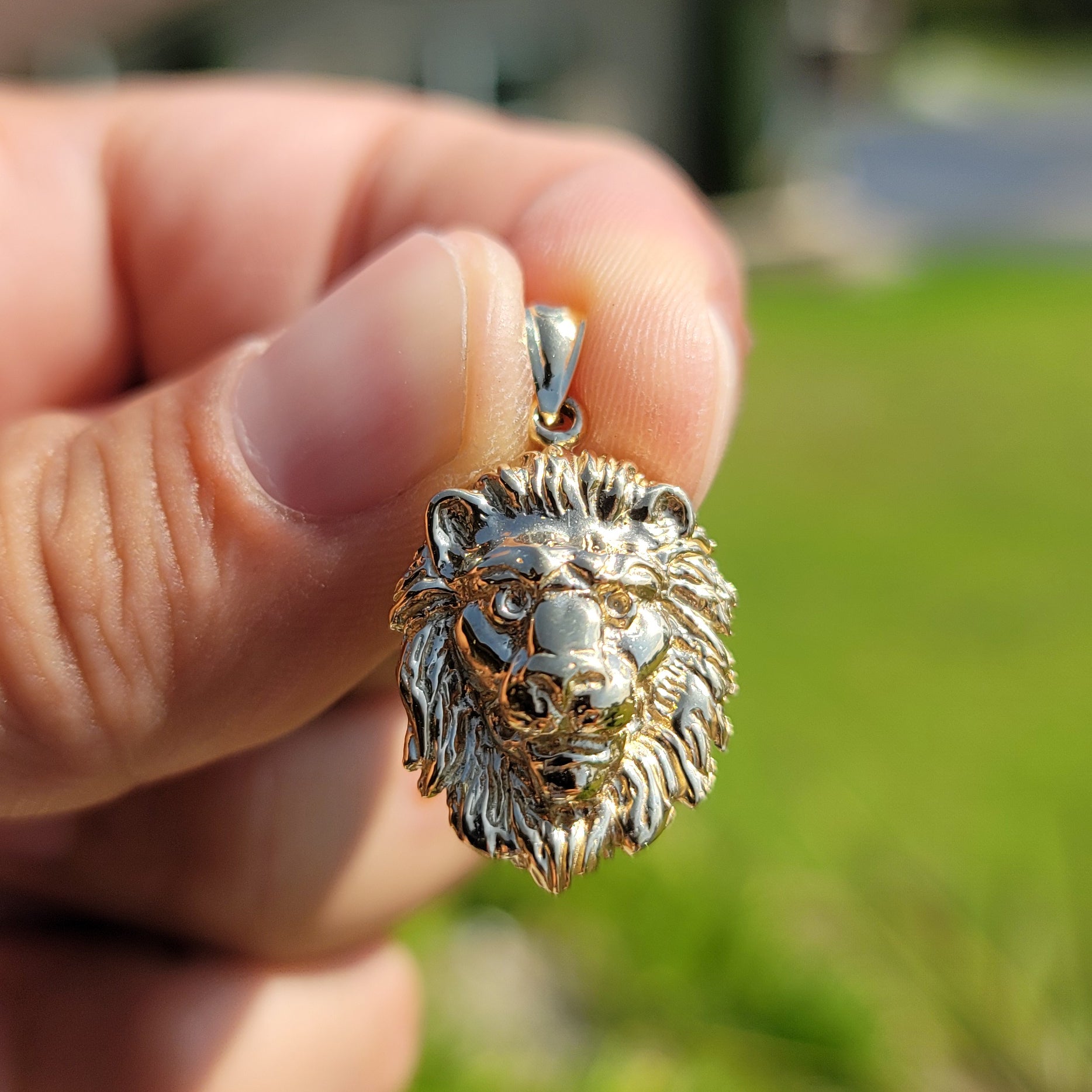10K, 14K or 18K Gold Lion Head Pendant