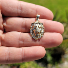 Colgante de cabeza de león de oro de 10K, 14K o 18K