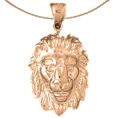 Colgante de cabeza de león de oro de 10K, 14K o 18K