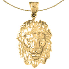 Colgante de cabeza de león de oro de 10K, 14K o 18K