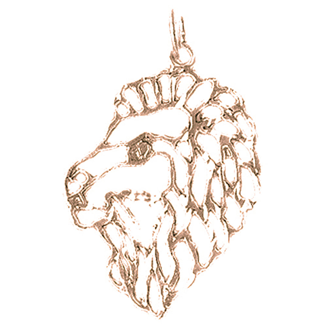 14K or 18K Gold Lion Head Pendant