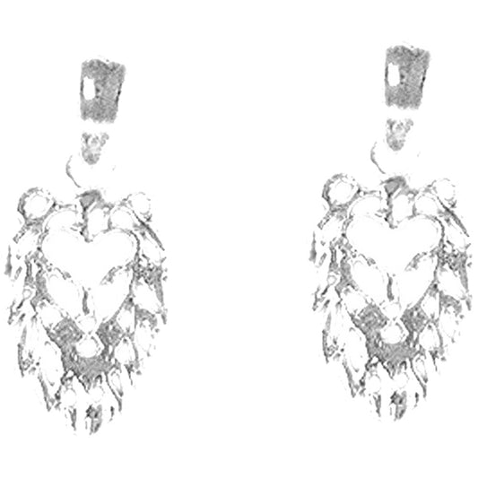 Sterling Silver 18mm Lion Head Earrings